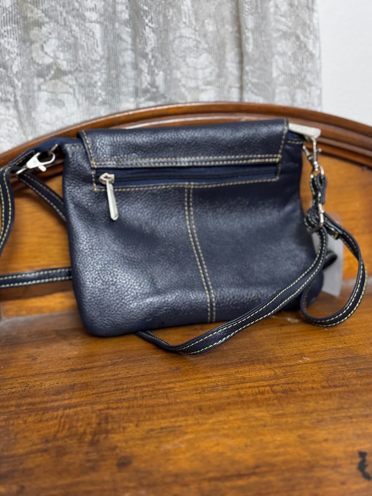 Sreeleather Drak nevy blue medium bag
