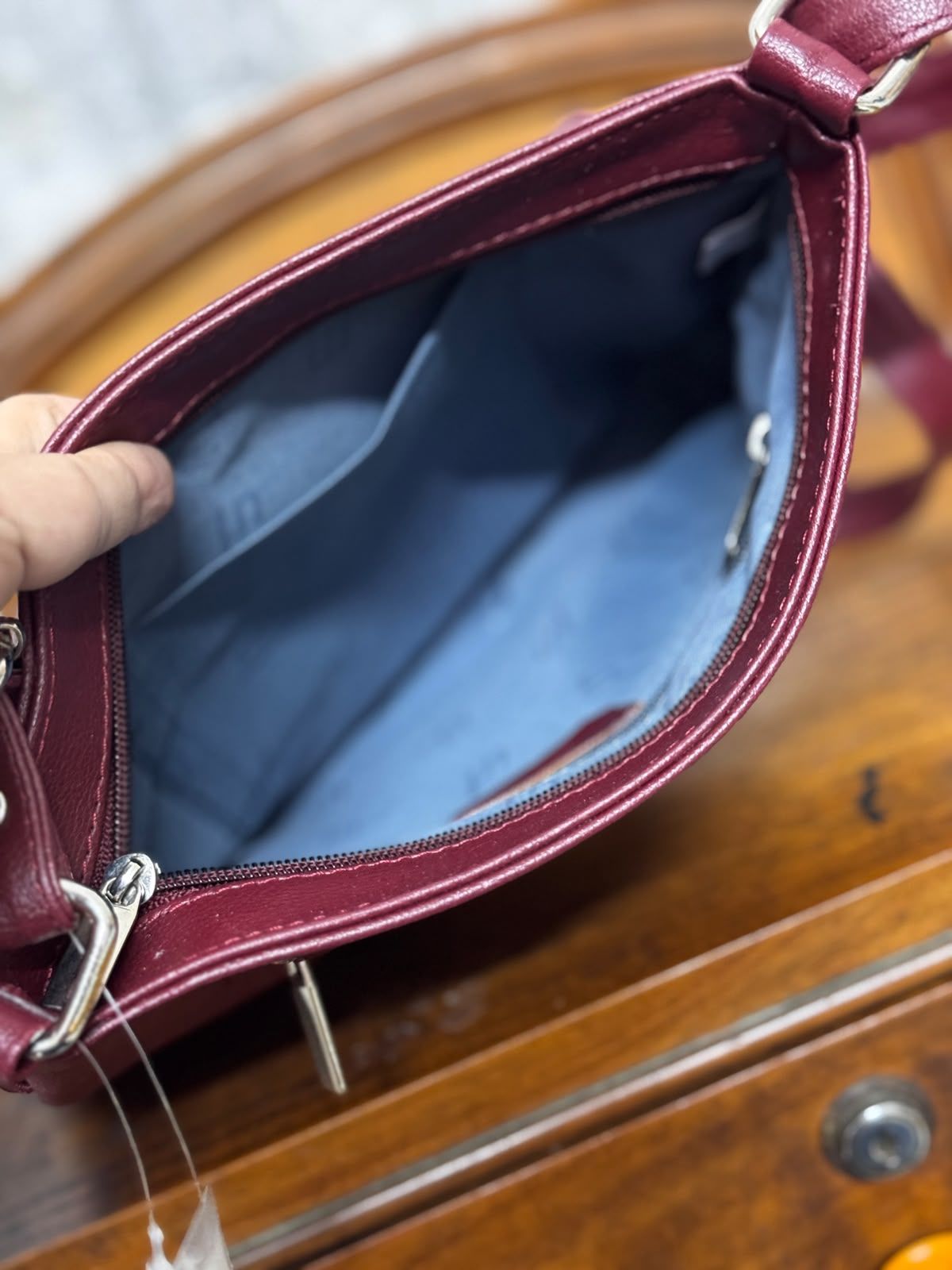 Sreeleathers dark maroon colour mefium bag